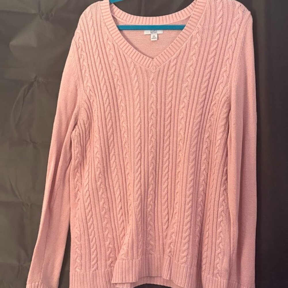 Pink cable knit sweater
